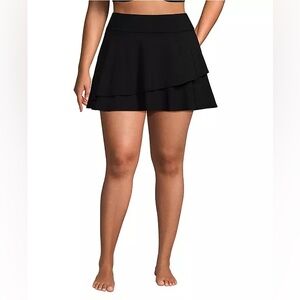 NWT Lands End Plus Size High Waisted Tulip Hem Swim Skort Black Size 2X
